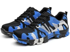 Camouflage Steel Toe Safety Shoes for Men Women Lightweight Work Sneakers Boots