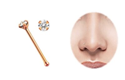 Piercing Nasenstecker Nose Stud Rose Gold Stahl 0,8mm mit Zirkonia und Stopper