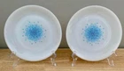 Vintage Lot of 2 Fire King Blue Mosaic Milk Glass Salad Plates 7 1/2"  Desert