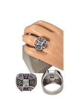 Vintage Women's Marcasite Amethyst  Blue Stone Sterling Silver Ring Size 6