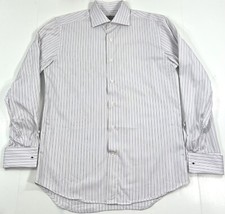 Canali Mens Dress Shirt Size 15.5 39 Long Sleeve French Cuff Striped Italy