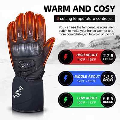 Motorcycle Heated Gloves Touchscreen Waterproof-L