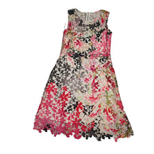 Elie Tahari Kaisa Dress Sleeveless Floral Lace White Pink black SZ US 4 zipper