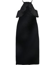 Ralph Lauren Womens Velvet Ruffled Dress, black, 6