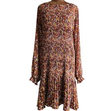 Black Tape Dress Size XL Ditsy Floral Long Sleeve Pleated Drop Waist Spring