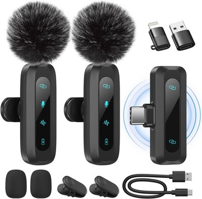 Kabelloses Lavalier-Mikrofon 2er-Pack Rauschunterdrückung Auto-Pair