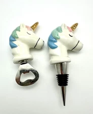 Unicorn Bottle Opener Wine Stopper Accessories Modern Expressions Ceramic Set