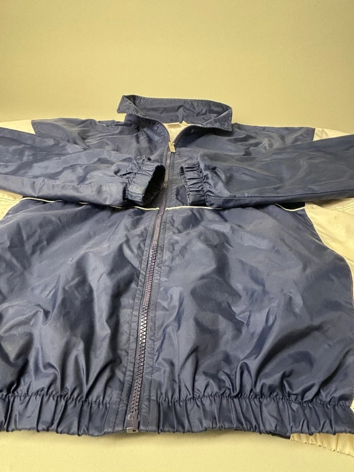 Chaqueta cortavientos vintage ASICS para hombre talla L azul blanco cremallera Y2K atlética Foto 2 de 4