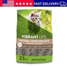 Vibrant Life Paper Pellet Cat Litter 25LB Unscented Natural Low Dust
