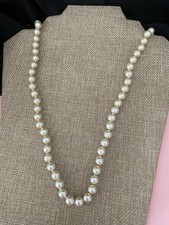 Vintage Knotted Faux Pearl 24" Length Necklace Made in Japan