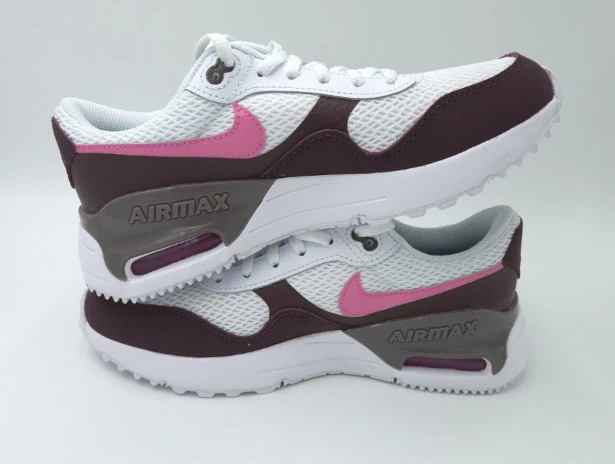 NIKE AIR MAX SYSTM (GS) Big Kid # 3.5 Blanco/Borgoña/Rosa DQ0284 116 Juvenil NUEVO Foto 4 de 4
