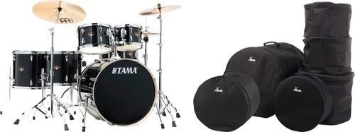 Tama IP62H6W-HBK Imperialstar Drumkit Hairline Black Gigbags Set Becken Ständer