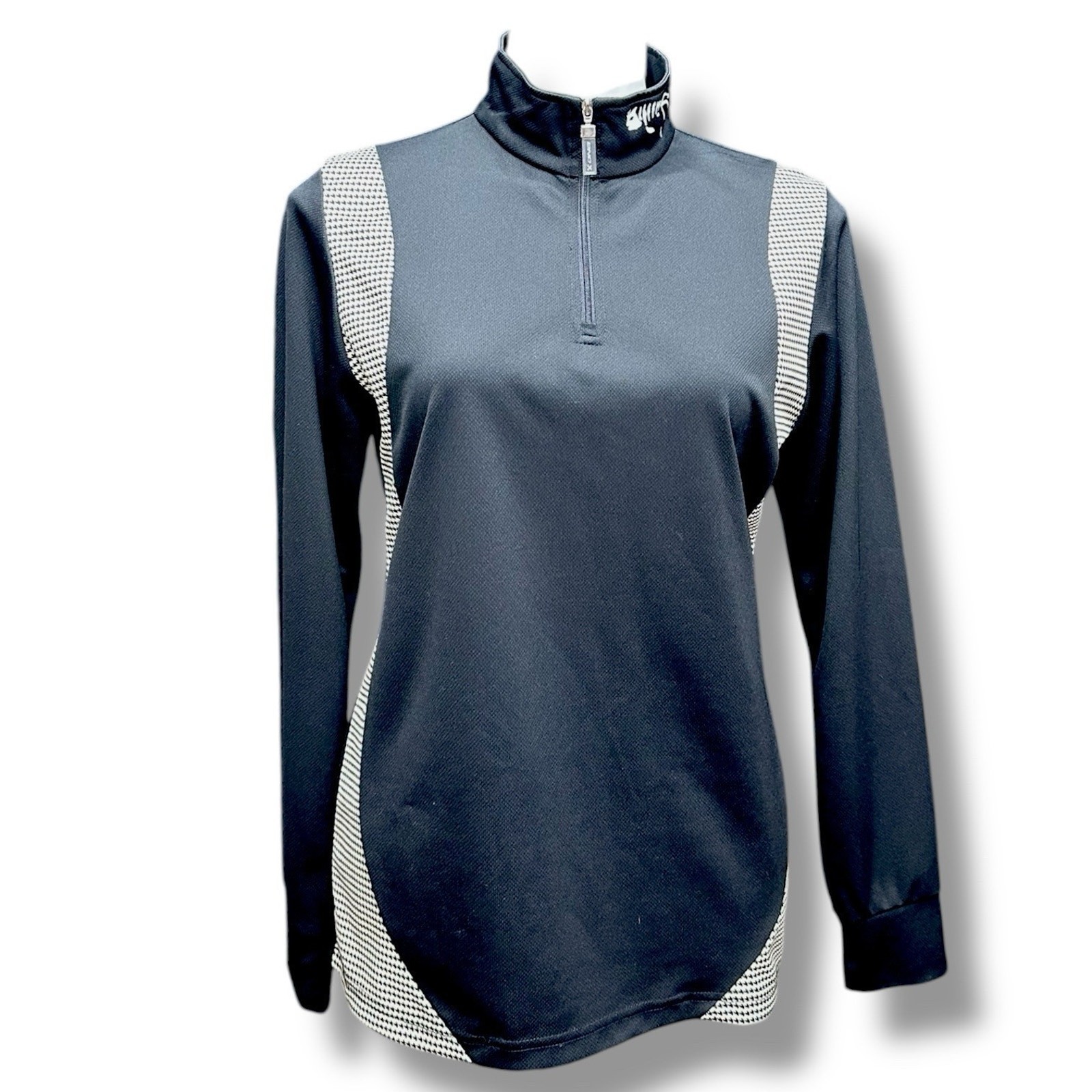 DNA Canada Base Layer Long Sleeve Quarter Zip Logo Houndstooth Womens Sz Large