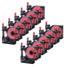 10 PK 45017 Black on Red Label Tape For DYMO D1 LabelManager 100 120P 1/2" x 23  