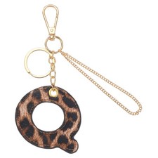 Initial Letter Keychain Letter Q - Leopard Alphabet Key Chain, Gold