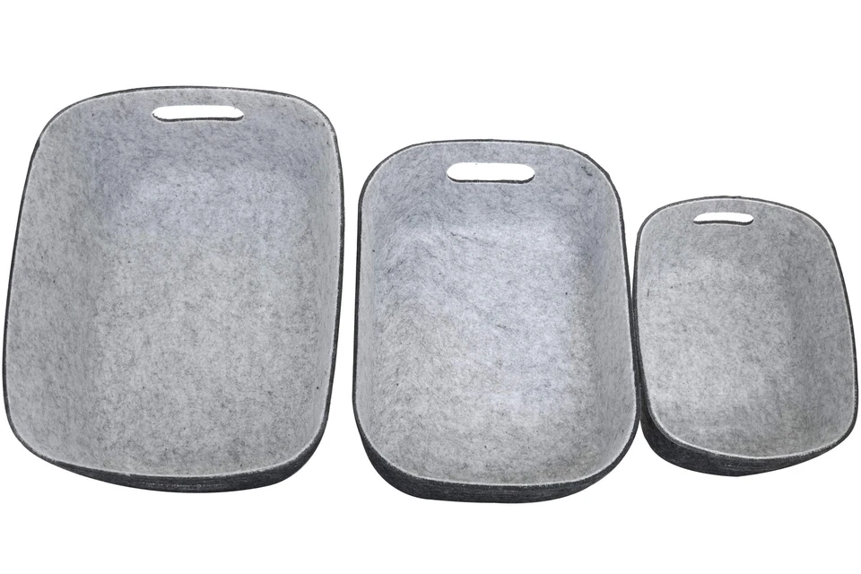 3er Filz Korb Set rechteckig anthrazit grau Deko Aufbewahrung Körbe Box stabil - Bild 3 von 4