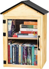 Little Library Box Outdoor, 2-Tier Little Library for Neighborhoods Community Sc