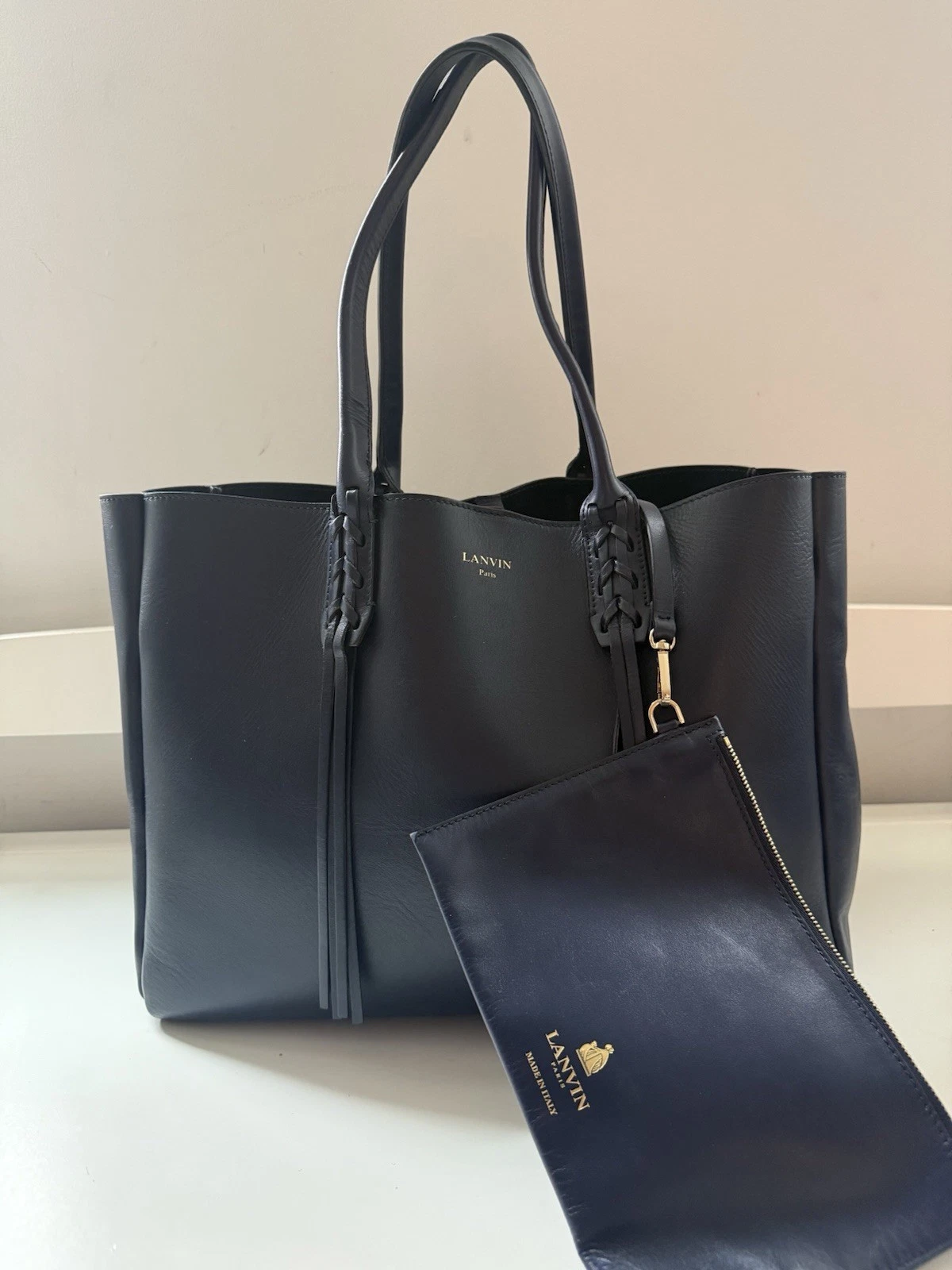Lanvin — Lanvin Nela Tote Navy Leather