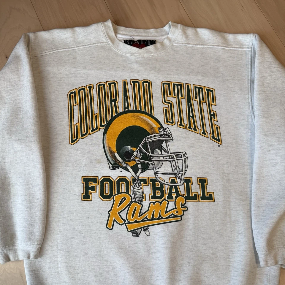 Sudadera De Colección Colorado State Rams Gris Medio Años 90 Fútbol Universitario Foto 3 de 4