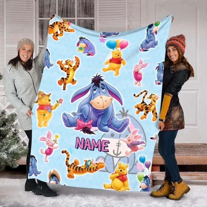 Personalized Name Eeyore And Friends Fleece Blanket