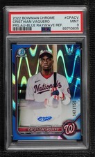 2022 Bowman Chrome Blue RayWave Refractor Cristhian Vaquero PSA 9 MINT Auto 0o48