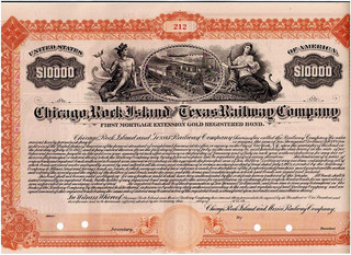 Chicago Rock Island and Texas Rwy.Co. 19xx $10.000 Gold Bond COX
