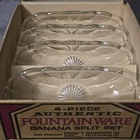 Vtg MCM Anchor Hocking Banana Split Dish Atomic Starburst Soda Fountainware x4