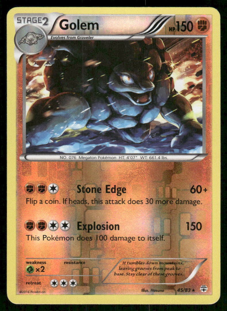 2016 Pokemon Golem Holo Rare Generations 45/83 Reverse Holo HP
