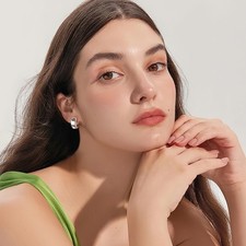 925 Sterling Silver Earrings Small Chunky Silver Earrings for Women Trendy Ch...