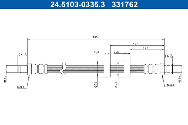 Bremsschlauch ATE 24.5103-0335.3 FüR Volvo S70 874 V70 1 875 876 740 744 745 760-image