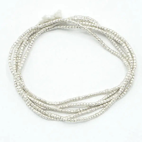 Tiny Handmade Heishi Ethiopian Beads 1.5mm Recycled Metal (85F052) Silver