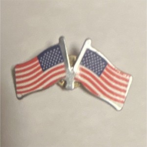 American Flag Crossed Double Patriotic Pinback Lapel Pin