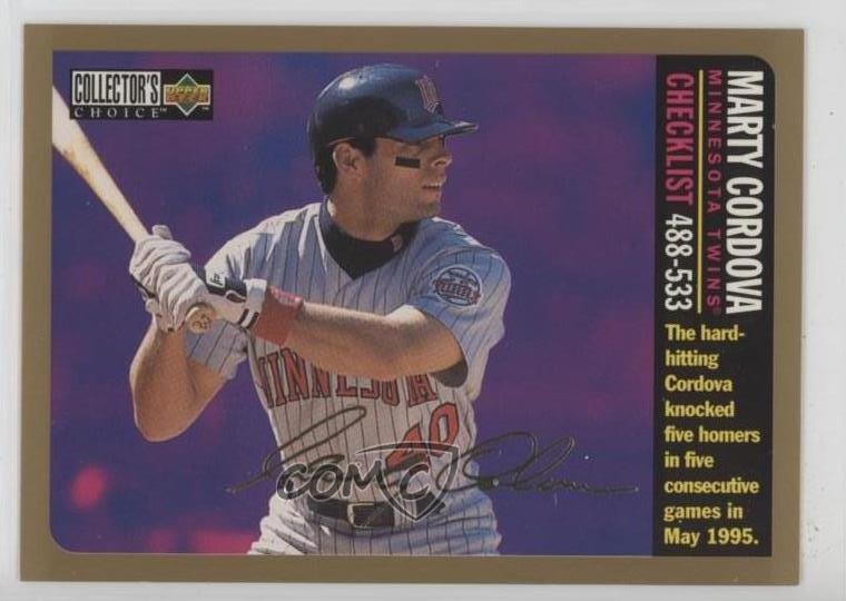 1996 Collector's Choice Checklist Gold Foil Signature Marty Cordova #755 11pj