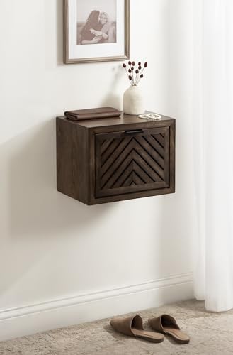 Mezzeta Modern Floating Shelf Side Table with Storage Cubby; 16x10x12 Natural - Picture 3 of 7