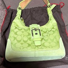 New Rare COACH Shoulder Bag Signature Canvas Suede