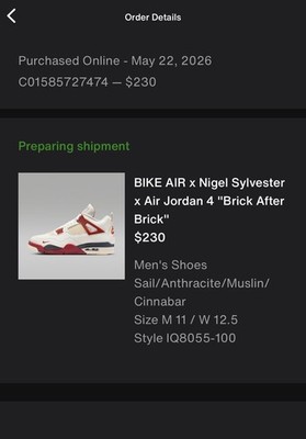Nike Air Jordan Retro 4 Nigel Sylvester Brick by Brick sz 11 (SNKRS Confirmed)