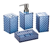 Blue Bathroom Accessories Set, 4 PCS Dark Navy Blue Bathroom Accessories Sets...