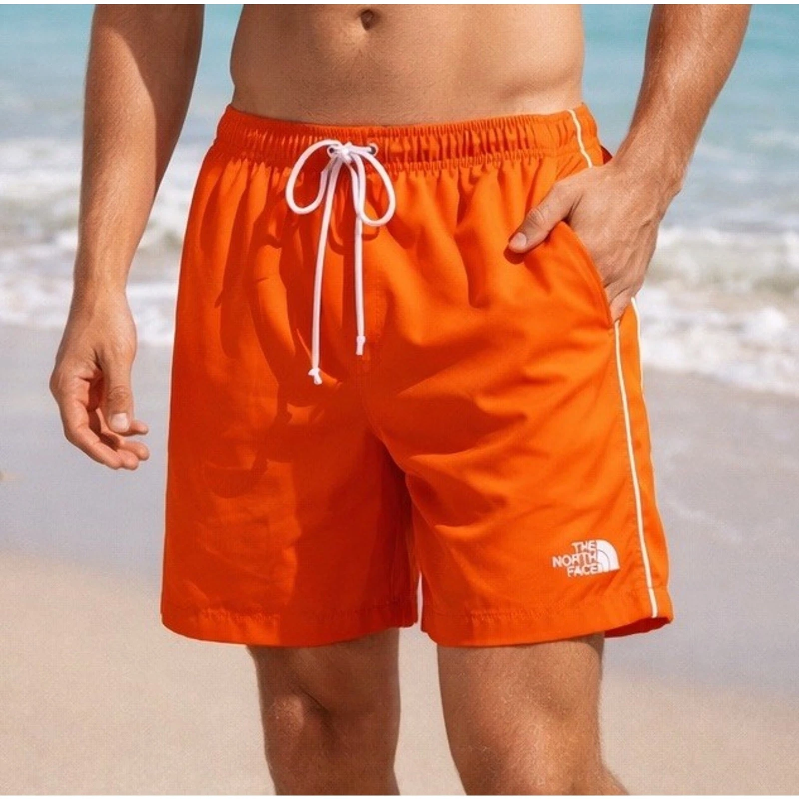 The North Face Swim Shorts Mens XXL Orange Elevation Lined Drawstring NWT