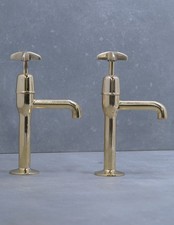 Vintage brass pillar taps - TALL & LONG reach - belfast sink - faucet -