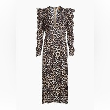 Farm Rio Leopard Print Long Sleeve Dress