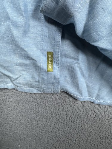 Camisa Tommy Bahama Relax Para Hombres 3XL Azul 100% Lino Bolsillo Abotonable Manga Corta - Imagen 5 de 9