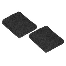 2Pcs 8x8cm Sport Wristbands Terry Absorbent Tennis Sweatband, Black