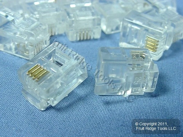 25 Leviton Telephone Flat Line Cord Plug Ends RJ11 RJ14 Modular Phone C0257-C - Image 3 of 4
