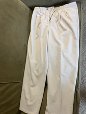 Gary Player Pants Mens 38x34 Beige Pleated Front Straight Leg 100% Cotton Golf