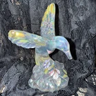 Fenton Glass Hummingbird Figurine - French Opalescent - Hand Painted