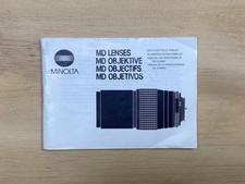 Minolta MD Lenses Depth of field Tables Manual VTG English French German Spanish