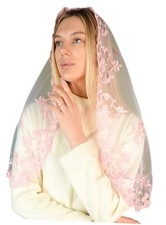 Catholic Mantilla Mass Infinity Veil Church Lace Veil Spanish Chapel Mass Pink