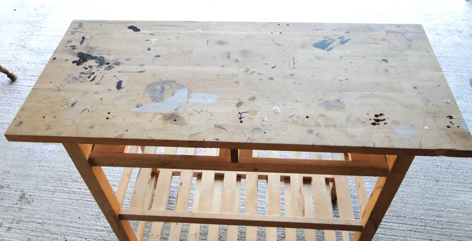 Carro de barras o carro de herramientas de madera maciza con ruedas hecho a mano 35H 39,5 largo 17 ancho Foto 2 de 4