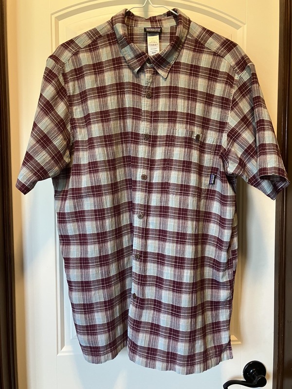Patagonia Shirt Mens Large Plaid Short Sleeve Button Up Hiking Organic Cotton