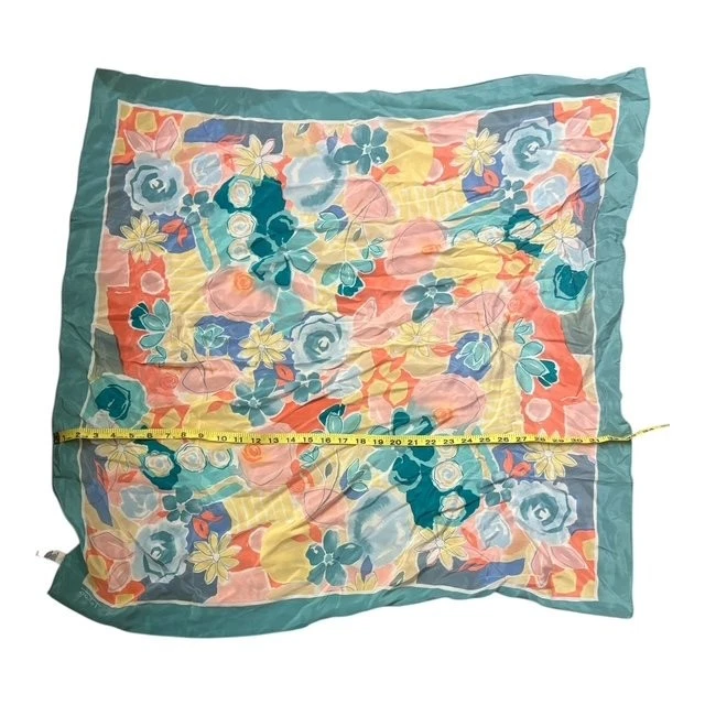 Bufanda envolvente de seda floral para mujer Talbots 33" pastel multicolor Foto 2 de 4